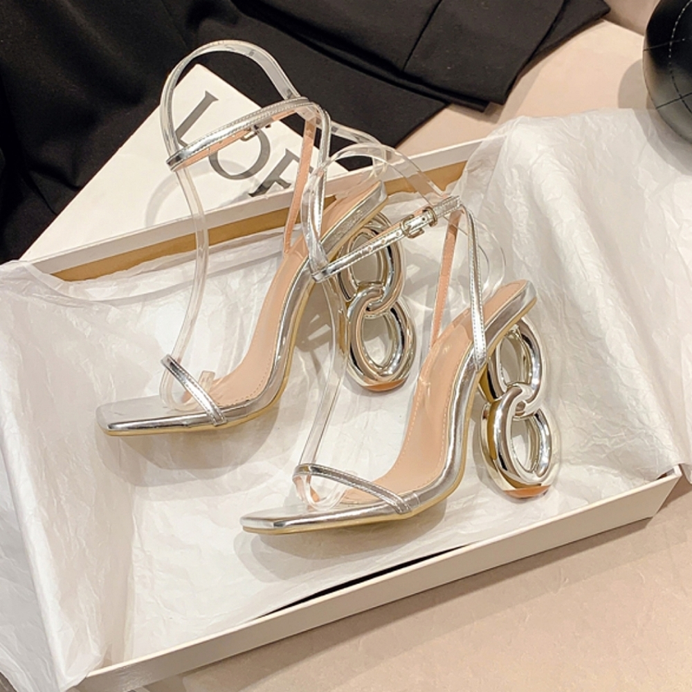 Chic Silver Designer Heels - Picture 4 of 5
